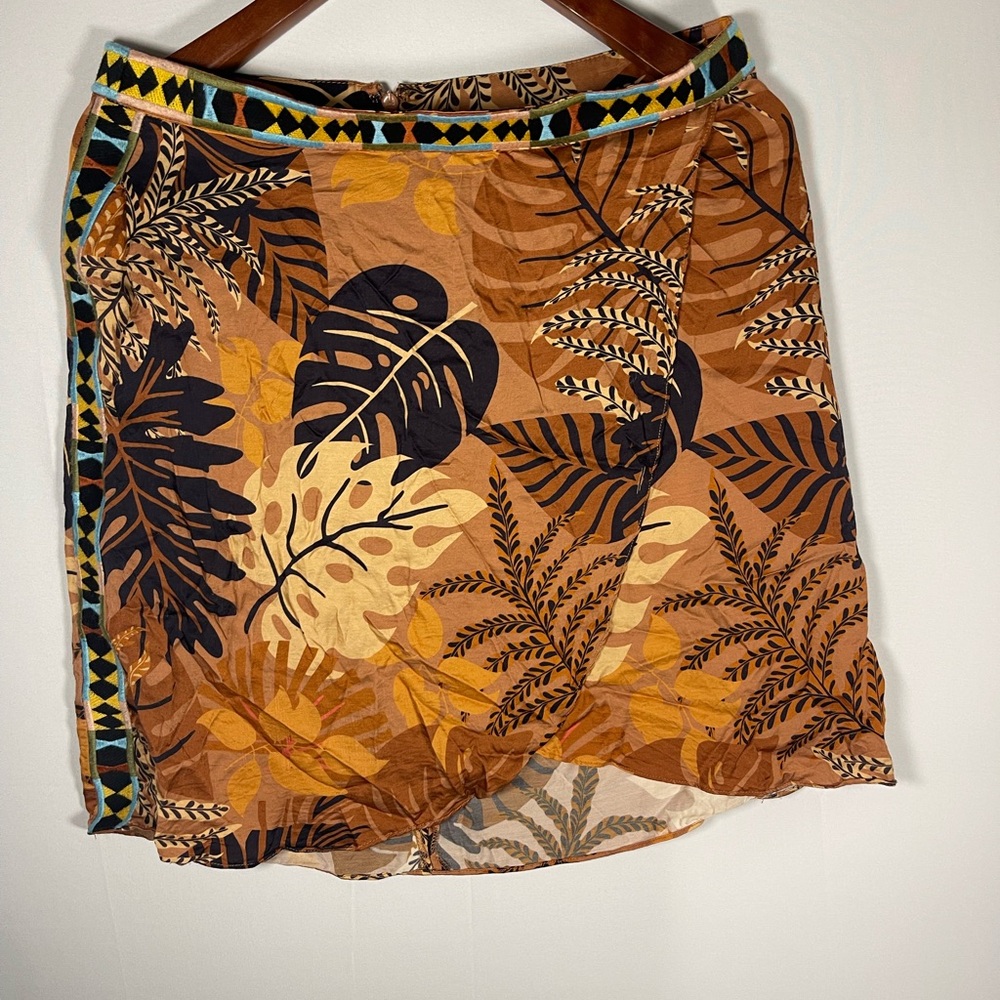 Farm Rio for Anthropologie Earthy Leaf Print Skirt size M - Picture 2 of 9